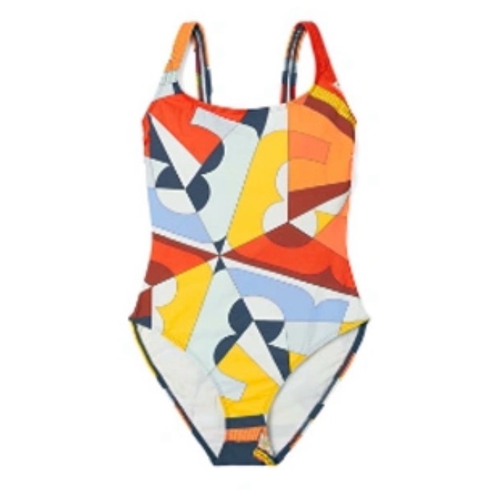 TORY BURCH Printed Tank Swimsuit In Multi Rose Des Vents Swim Size XS